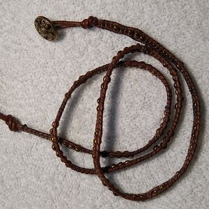 Vivi Love * Copper Beads w-Brown Wrap Bracelet